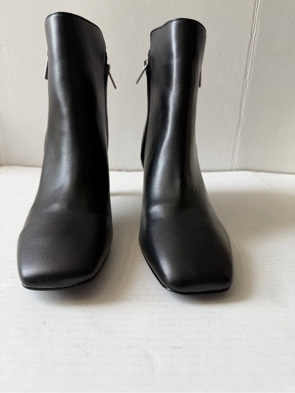 Black Leather Pointed Toe Ankle Boots with Side Zip - Picture 5 of 8